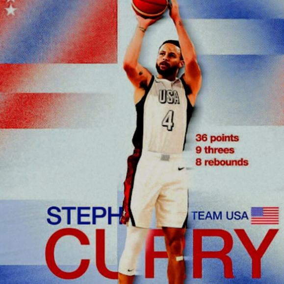STEPHEN CURRY 2024 USA VS SERBIA 36 POINT PERFORMANCE 8.5x11 GLOSSY POSTER SET! - Picture 2 of 5